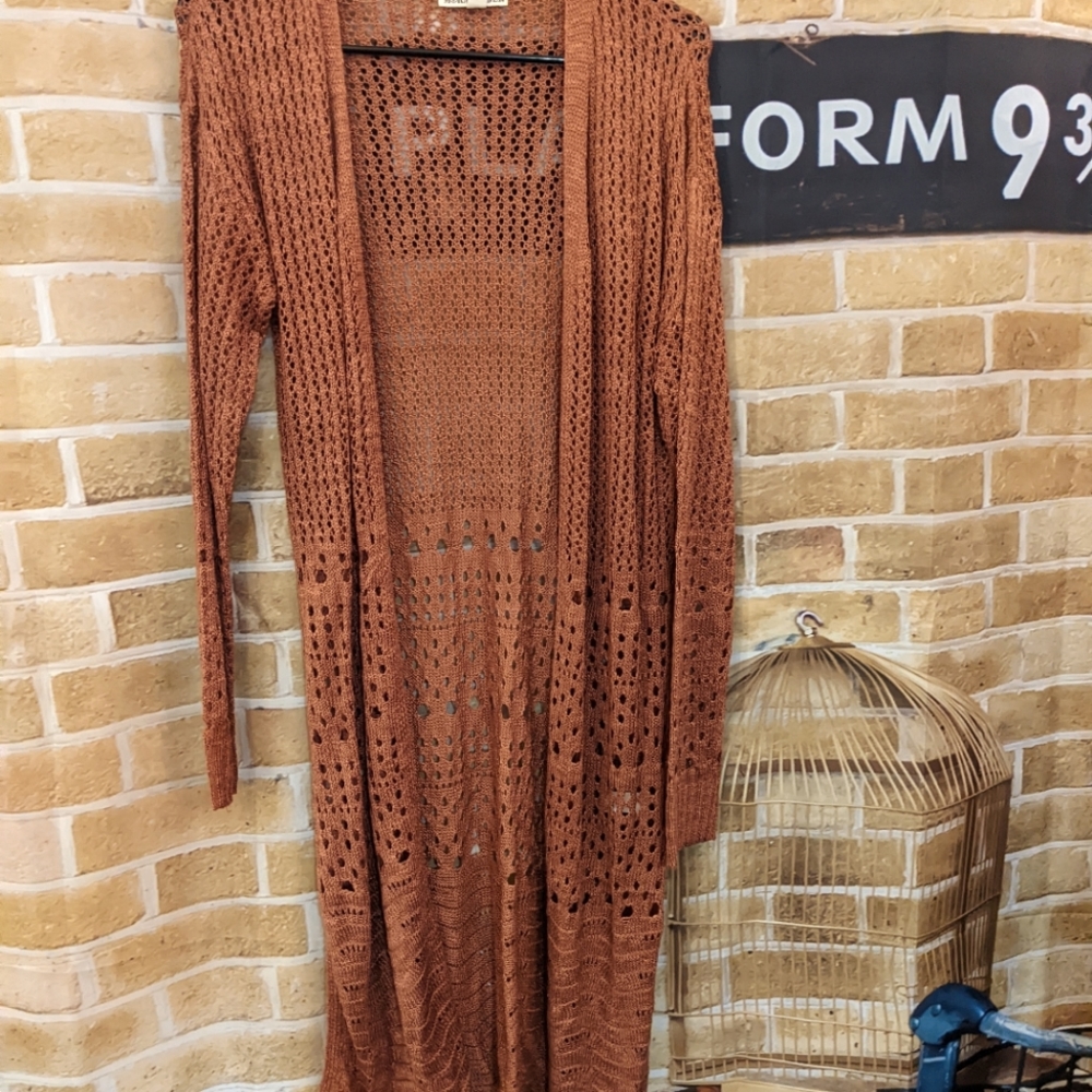 Salmon colored long cardigan